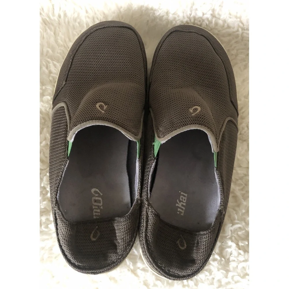 Olukai Nohea Mesh Slip On Loafers Brown Fold Down Heel Comfort Shoes Mens 9.5